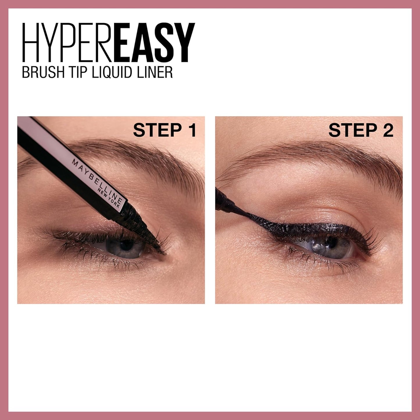 Maybelline Hyper Easy Waterproof Liquid Eyeliner - No-Skip Satin Finish in Pitch Black, 0.018 Fl Oz