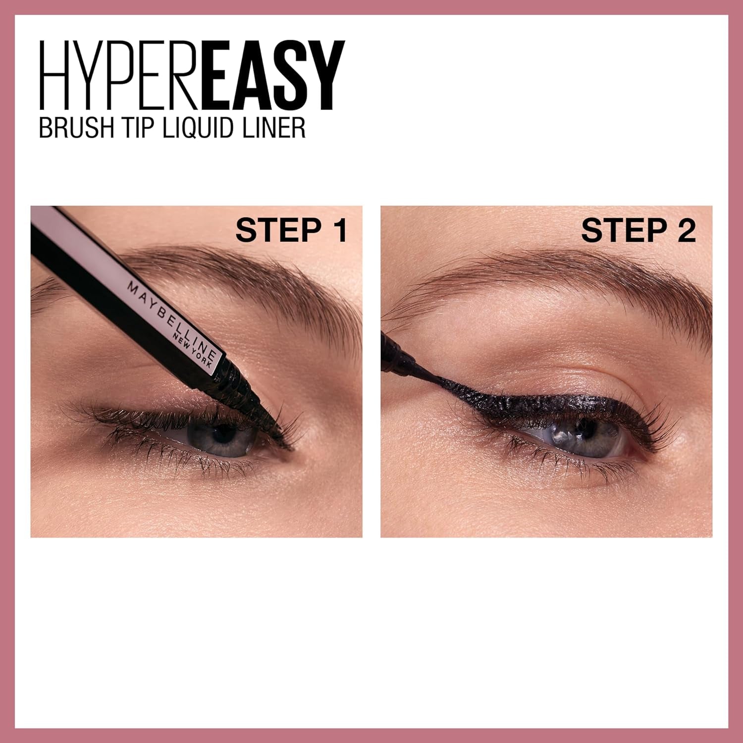 Maybelline Hyper Easy Waterproof Liquid Eyeliner - No-Skip Satin Finish in Pitch Black, 0.018 Fl Oz