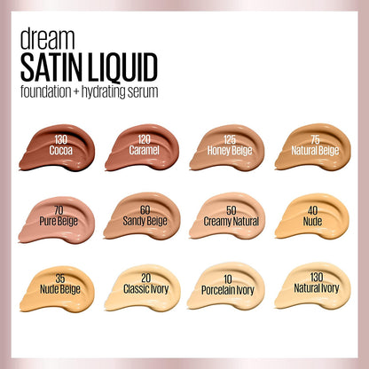 Maybelline Dream Satin Liquid Foundation - Nude, 1 Fl. Oz. for Flawless Skin