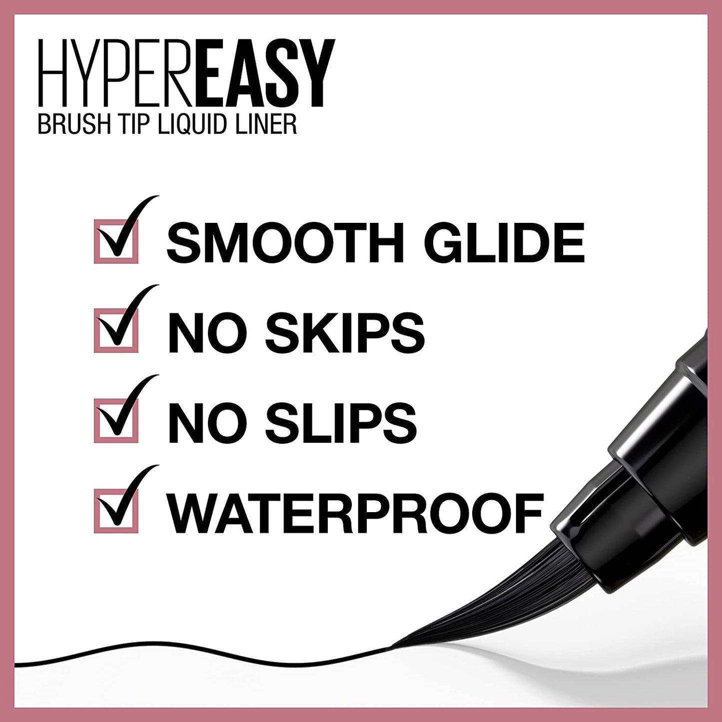 Maybelline Hyper Easy Waterproof Liquid Eyeliner - No-Skip Satin Finish in Pitch Black, 0.018 Fl Oz