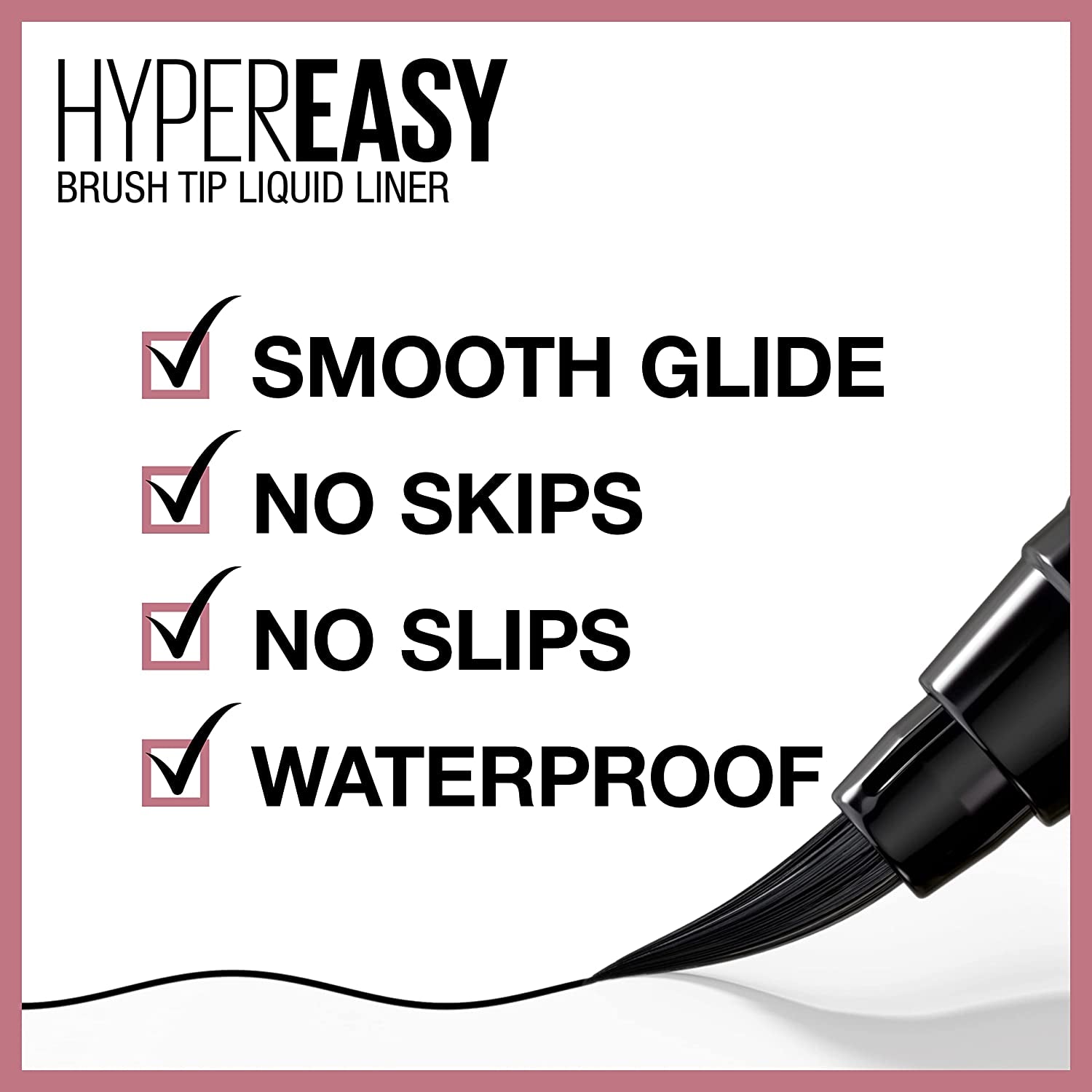 Maybelline Hyper Easy Waterproof Liquid Eyeliner - No-Skip Satin Finish in Pitch Black, 0.018 Fl Oz