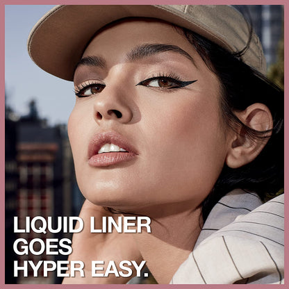 Maybelline Hyper Easy Waterproof Liquid Eyeliner - No-Skip Satin Finish in Pitch Black, 0.018 Fl Oz