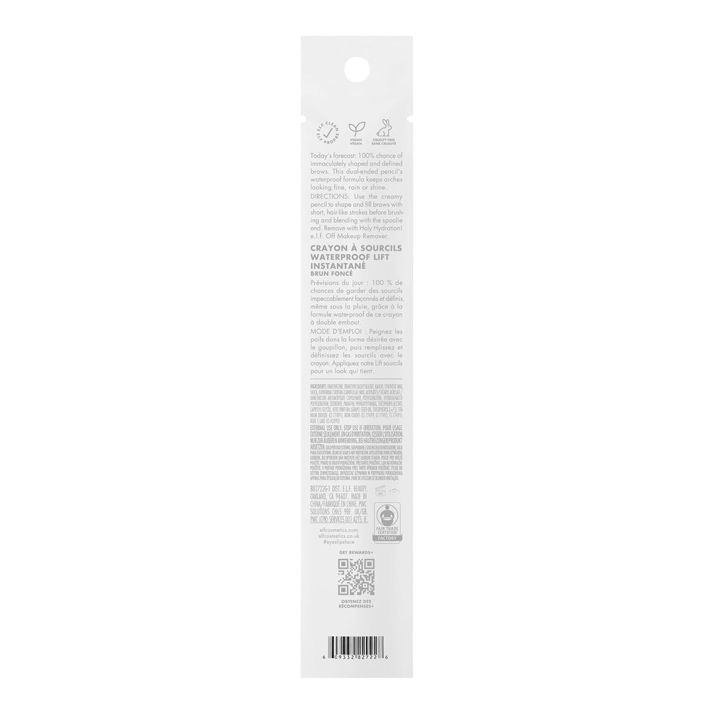 Instant Lift Waterproof Eyebrow Pencil - Dual-Ended Precision Tip & Spoolie for Natural, Long-Lasting Brows in Deep Brown