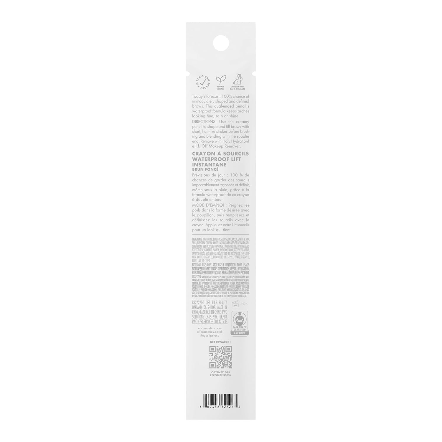 Instant Lift Waterproof Eyebrow Pencil - Dual-Ended Precision Tip & Spoolie for Natural, Long-Lasting Brows in Deep Brown