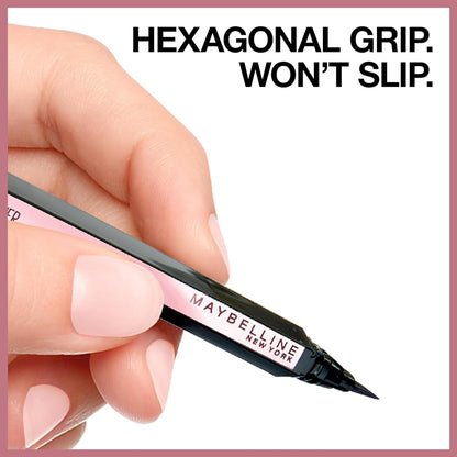 Maybelline Hyper Easy Waterproof Liquid Eyeliner - No-Skip Satin Finish in Pitch Black, 0.018 Fl Oz