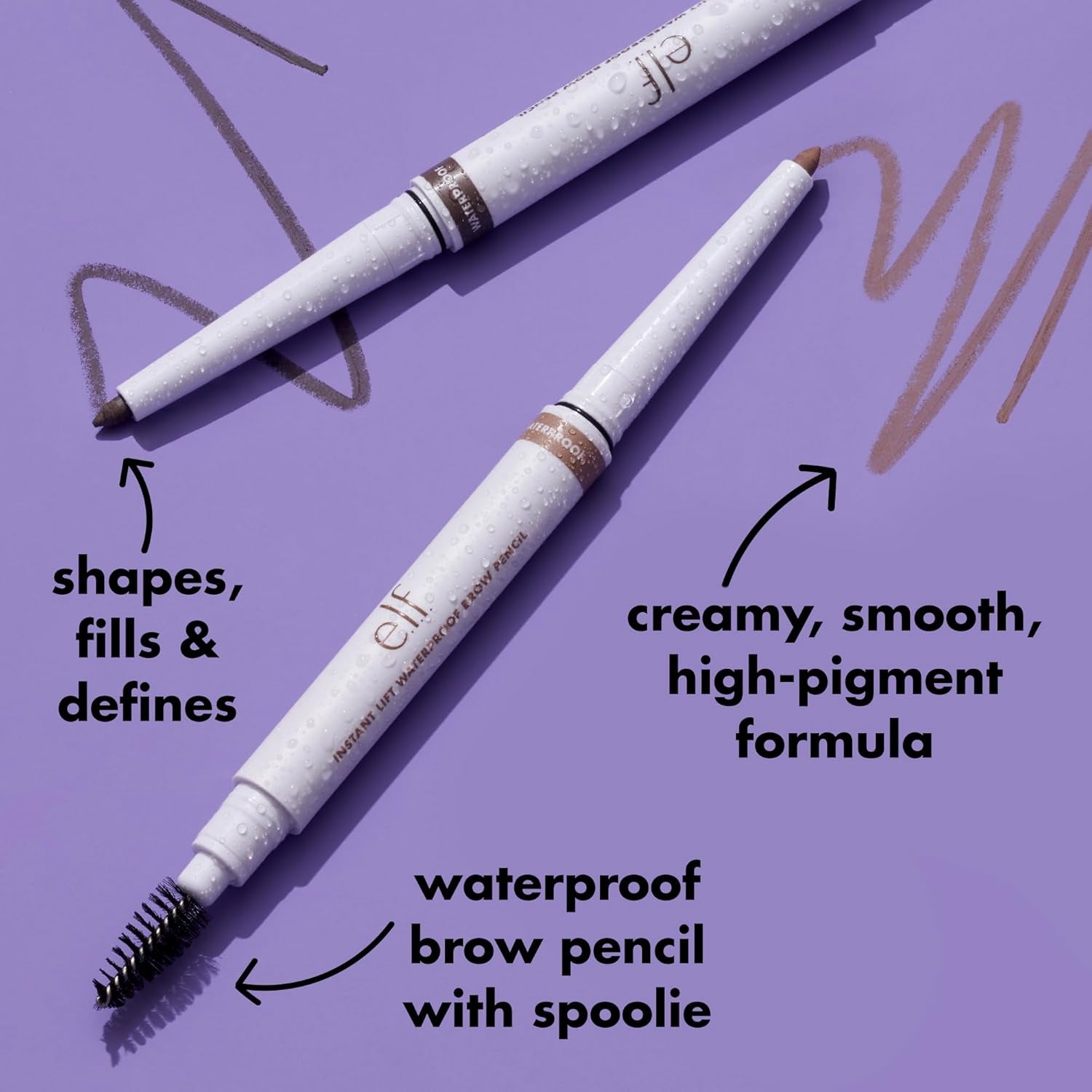 Instant Lift Waterproof Eyebrow Pencil - Dual-Ended Precision Tip & Spoolie for Natural, Long-Lasting Brows in Deep Brown
